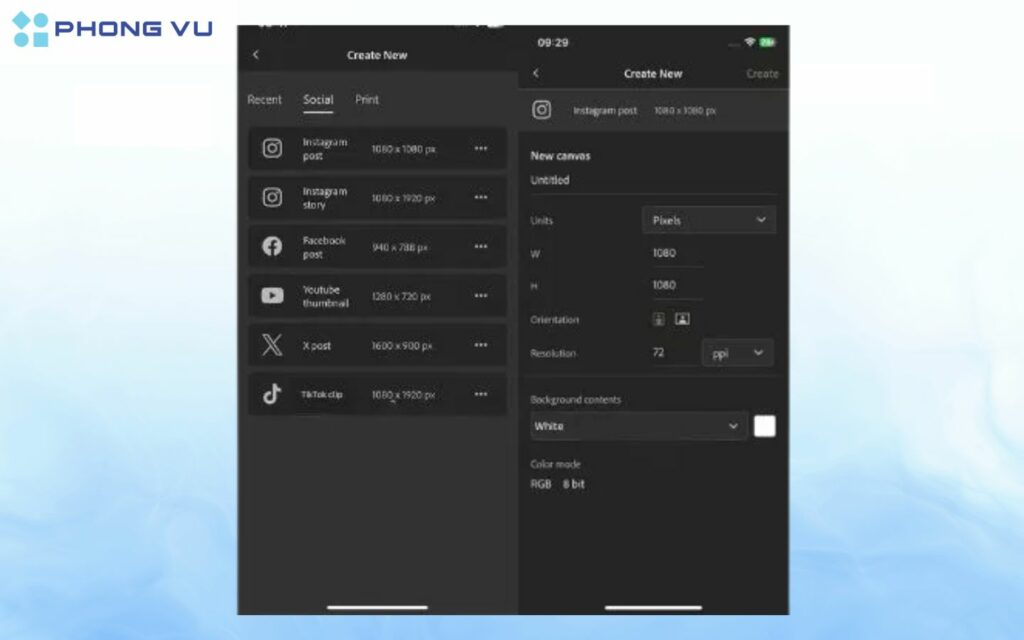 Nhấn vào New blank canvas.