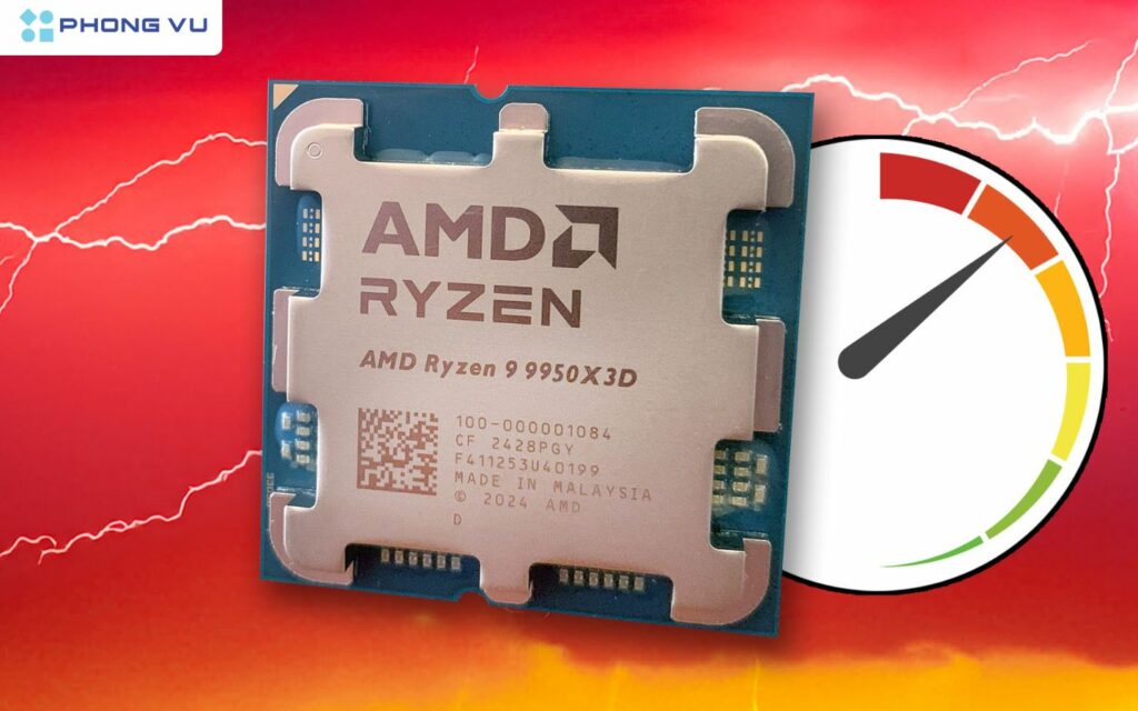 Tản nhiệt cải thiện nhờ thiết kế 3D V-Cache mới, nhiệt độ tối đa chỉ 75.3°C dưới tải nặng.