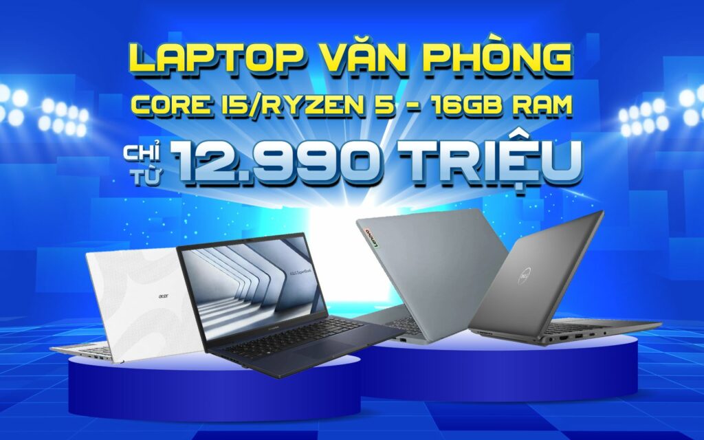 Phong Vũ mang đến chương trình khuyến mãi độc quyền cho nhiều dòng laptop Core i5 và Ryzen 5, trang bị 16GB RAM, đang được bán với mức giá chỉ từ 12.99 triệu đồng
