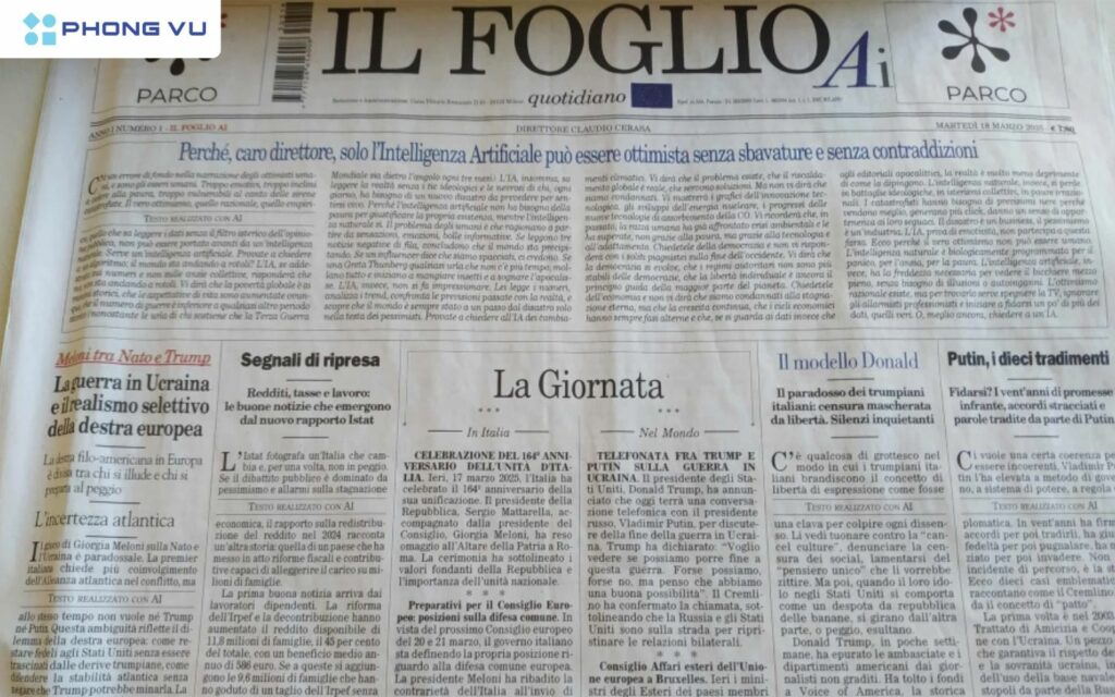 Báo giấy đầu tiên do AI thực hiện được phát hành tại Italy 1 Tờ báo do AI viết có gì đặc biệt?