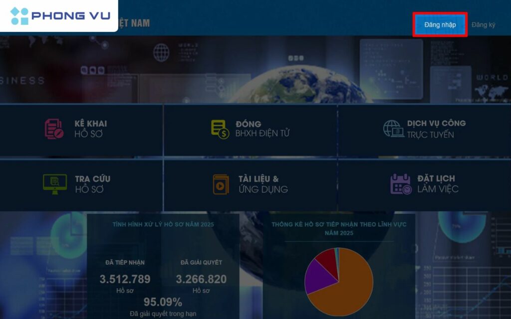 Truy cập vào Cổng dịch vụ công BHXH Việt Nam