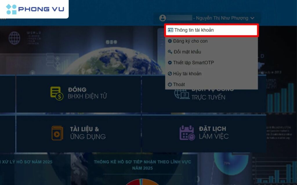 Vào Thông tin tài khoản
