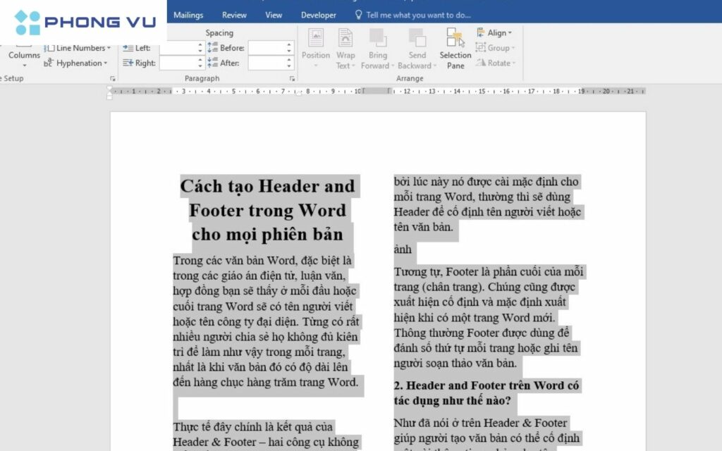 Chia cột trong Word làm cho văn bản trở nên chuyên nghiệp hơn