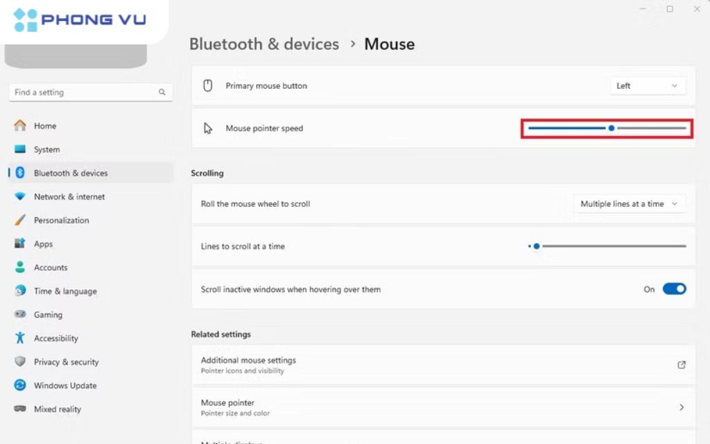 Trong tab Pointer Options, tại phần Motion hãy kéo thanh trượt để điều chỉnh tốc độ con trỏ theo ý muốn của bạn