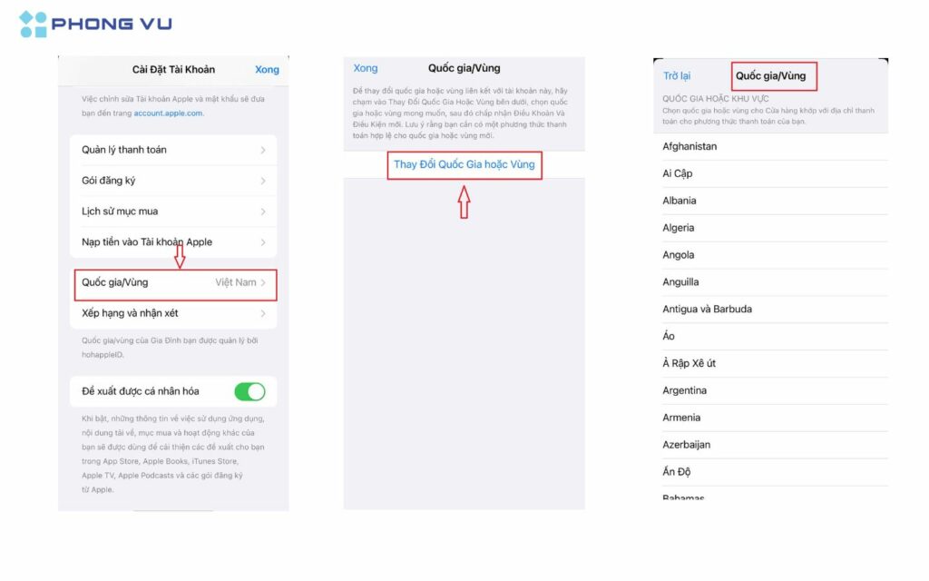 Tiến hành thay đổi vùng iPhone như hướng dẫn