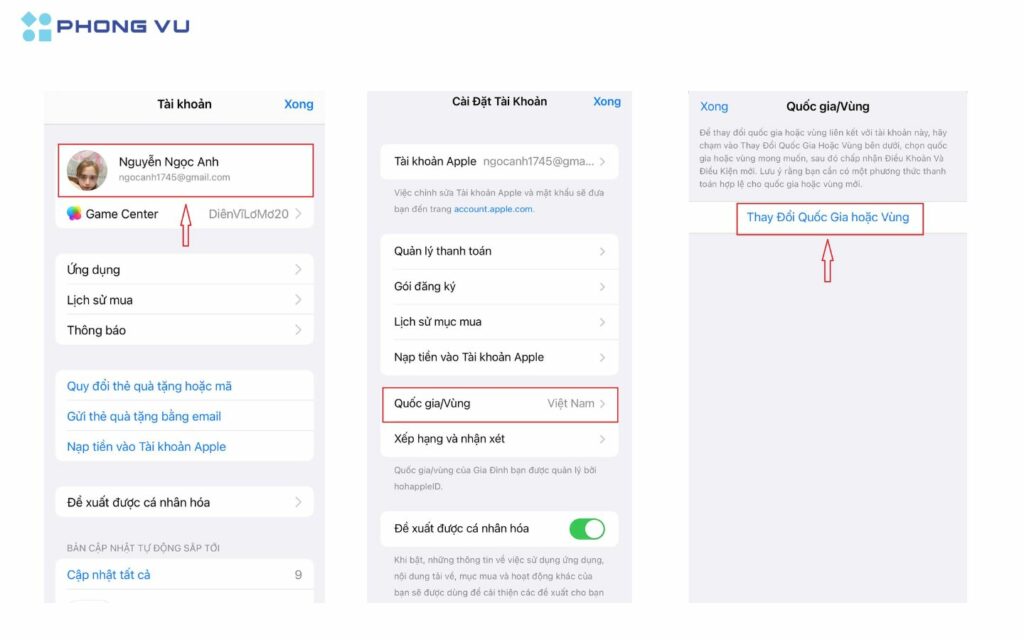 Mở ứng dụng App Store và làm theo hướng dẫn trên để chuyển vùng iPhone