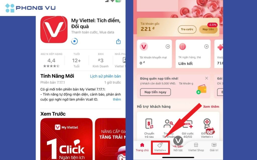 Truy cập vào ứng dụng My Viettel