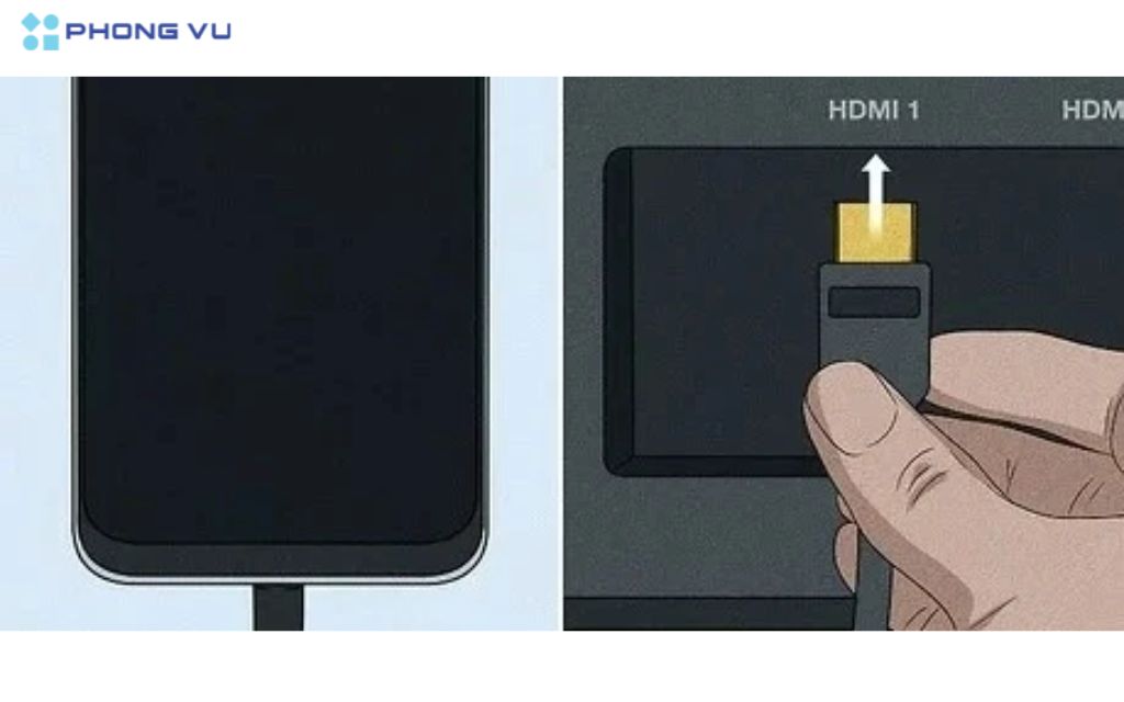 8 Cách kết nối điện thoại với Tivi đơn giản ai cũng làm được 4 Cắm bộ chuyển đổi vào cổng USB-C hoặc micro-USB trên điện thoại của bạn