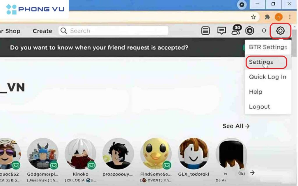 7 cách lấy lại acc Roblox khi quên mật khẩu và Email cực dễ 9 Vào Setting