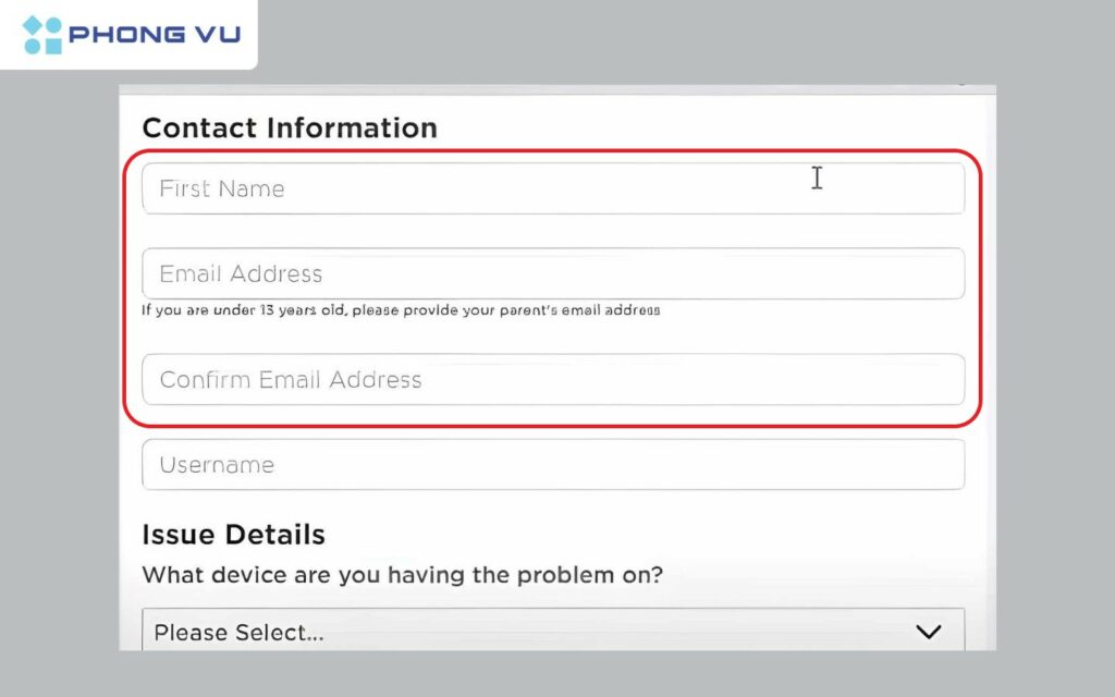 7 cách lấy lại acc Roblox khi quên mật khẩu và Email cực dễ 4 Nhập tên của bạn và địa chỉ gmail