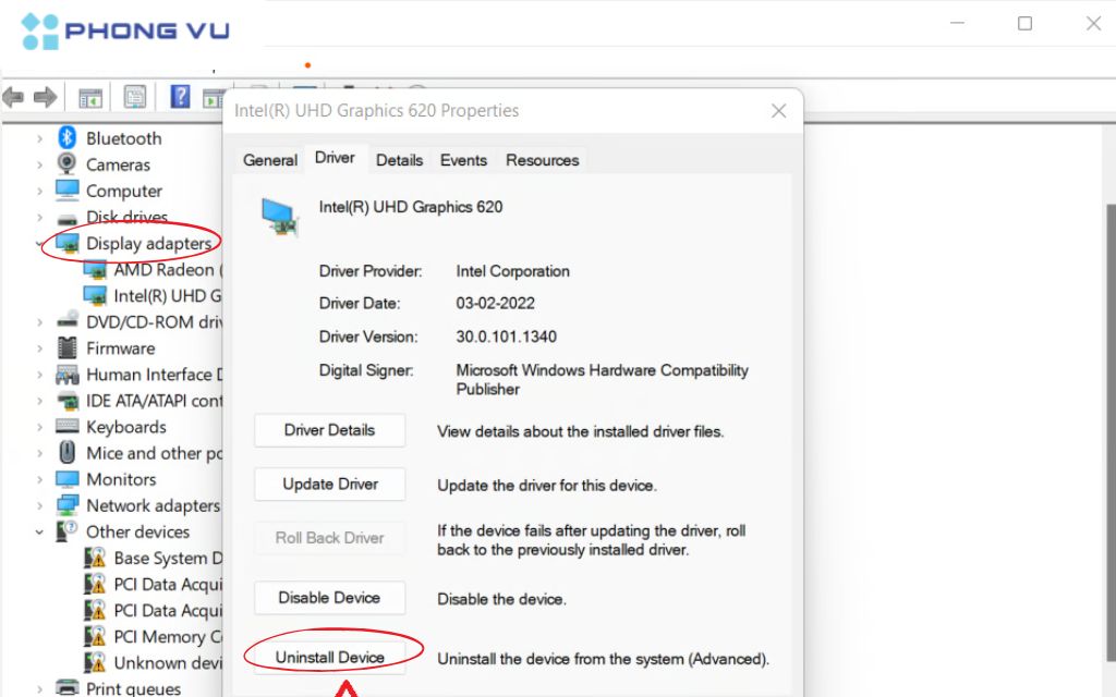 Bạn có thể gỡ cài đặt trình điều khiển thông qua Windows Device Manager