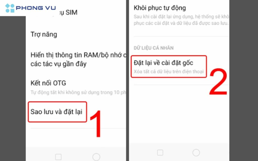 Đặt lại về cài đặt gốc