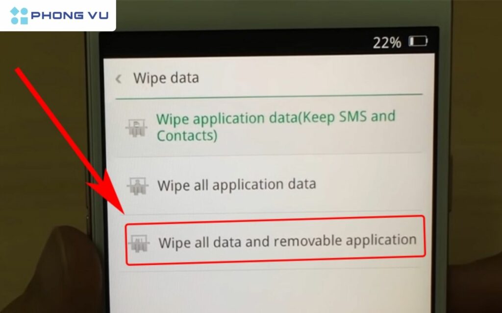 Wipe all data and removable application