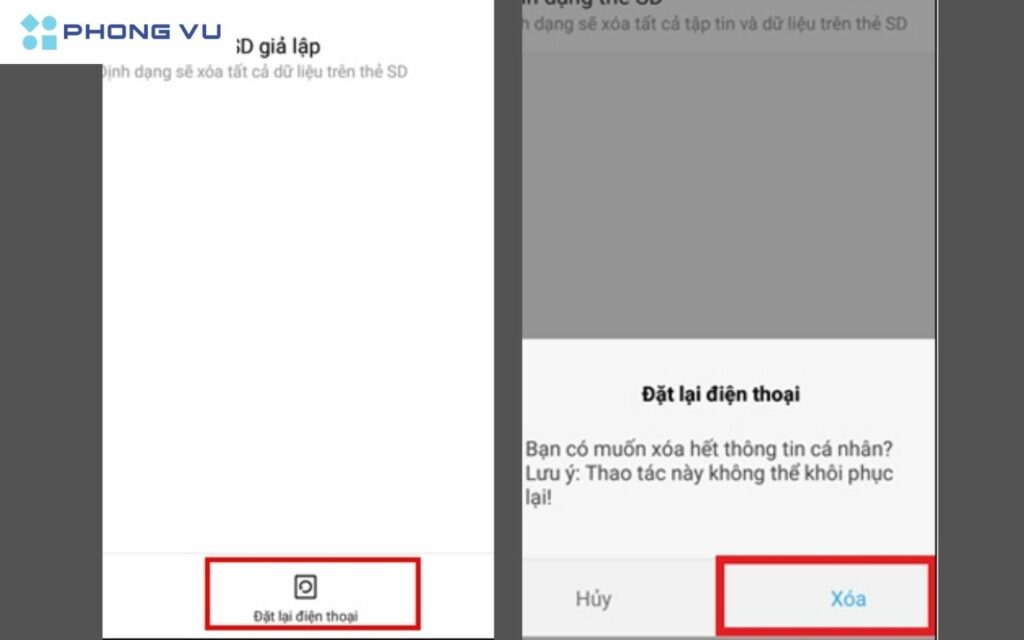 Chọn Đặt lại điện thoại 