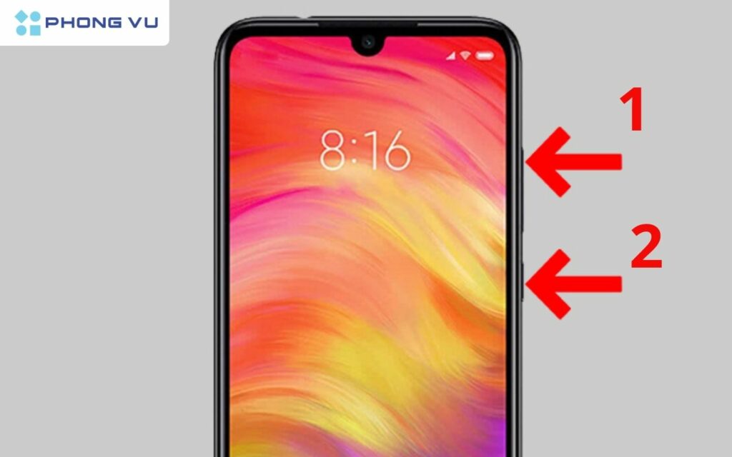 Nhấn và giữ nút Nguồn + nút Tăng âm lượng 