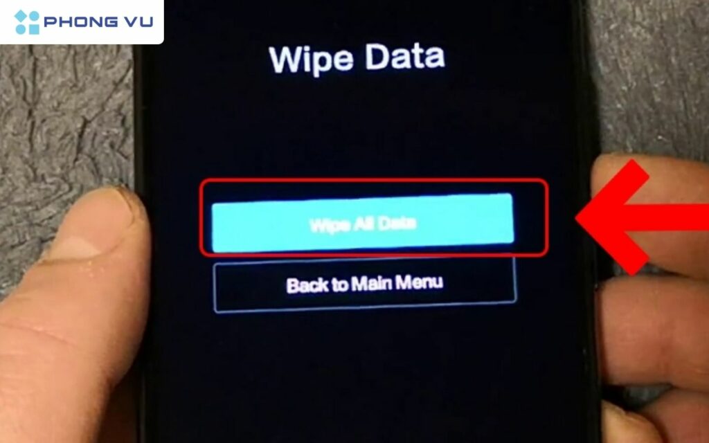 Chọn Wipe All Data