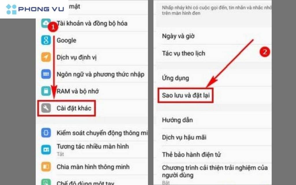 Sao lưu & Đặt lại