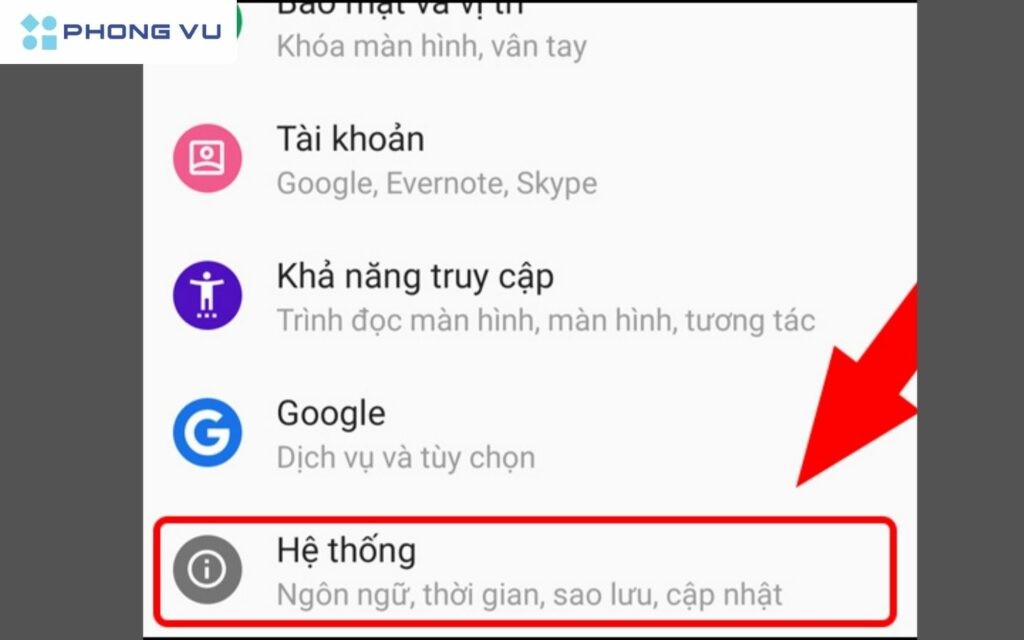 Chọn Hệ thống