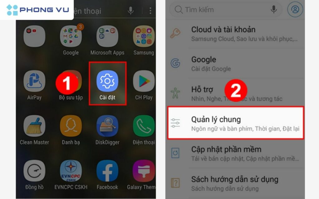 Chọn Quản lý chung