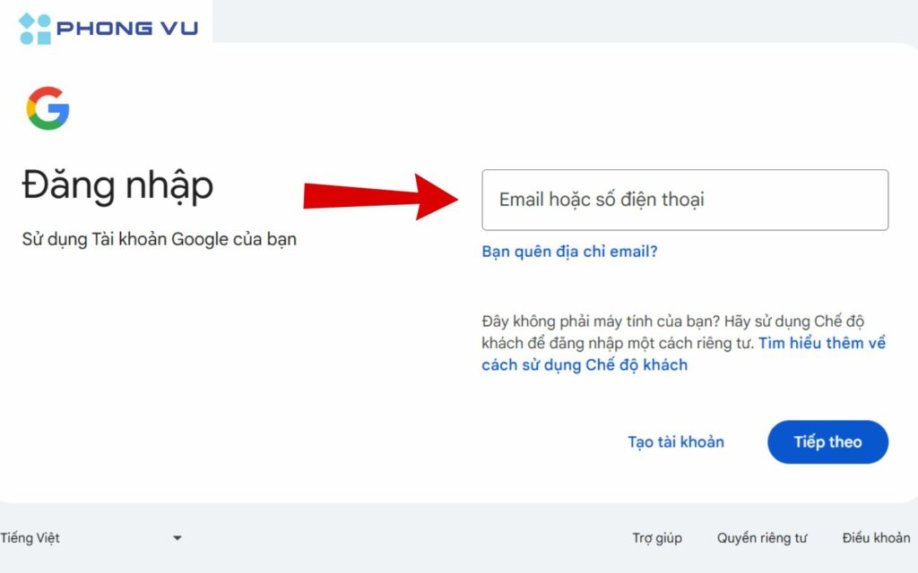 Đăng nhập tài khoản Google