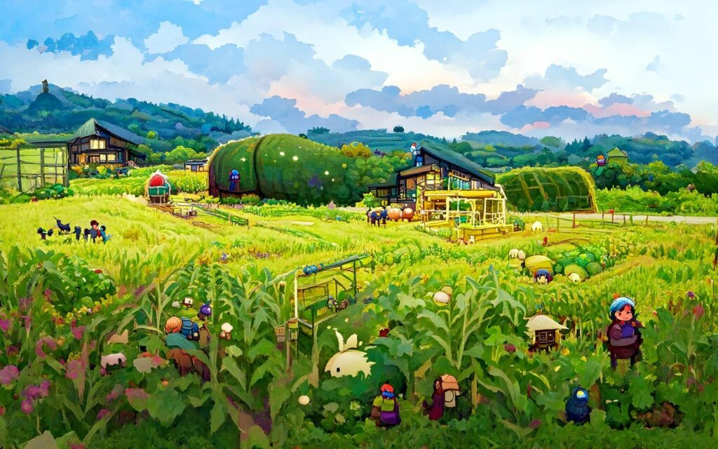 Cánh đồng xanh mướt, nhộn nhịp với các nhân vật dễ thương, đầy sức sống