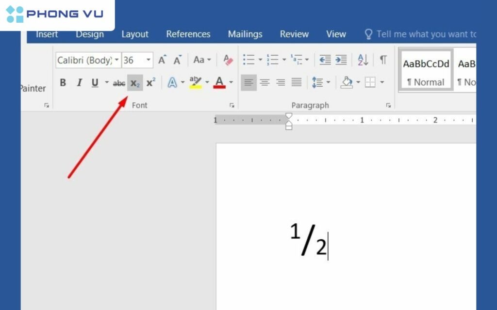 Cách viết phân số trong Word bằng chỉ số trên và chỉ số dưới.