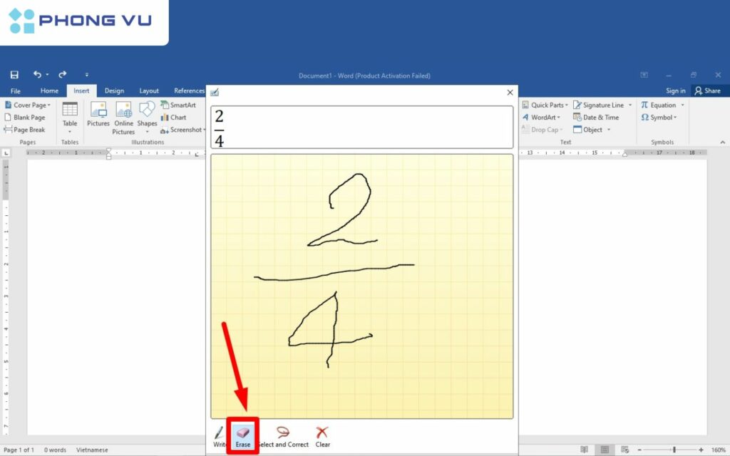  Chọn Erase để tẩy từng phần.