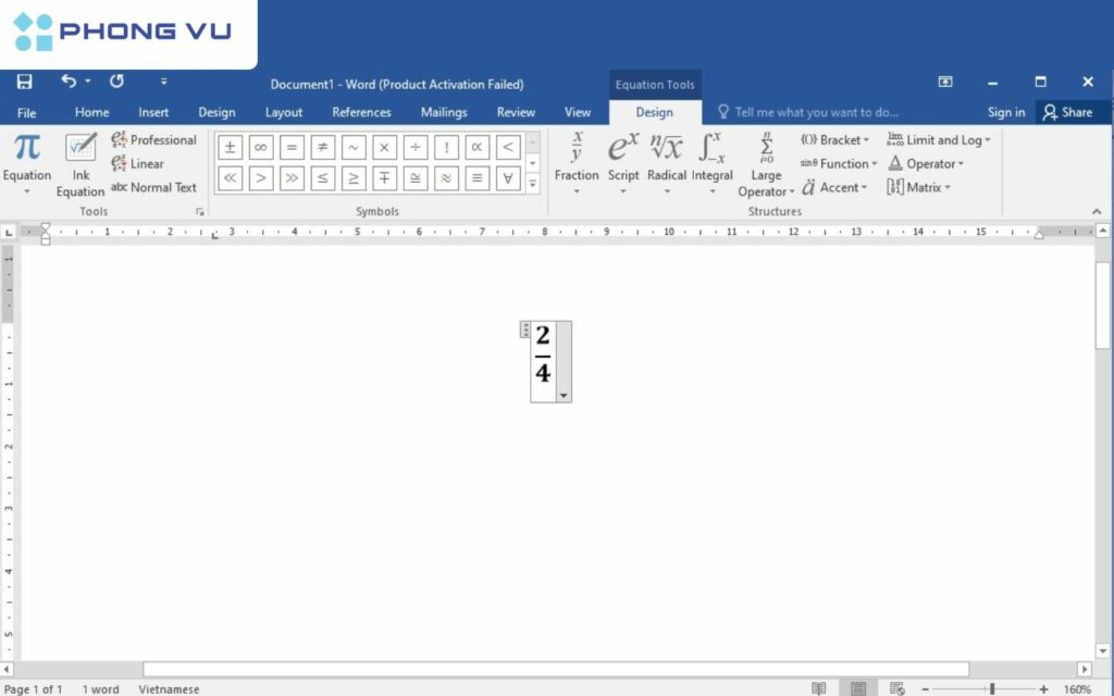 Vậy là bạn đã thực hiện thành công cách viết phân số trong word.