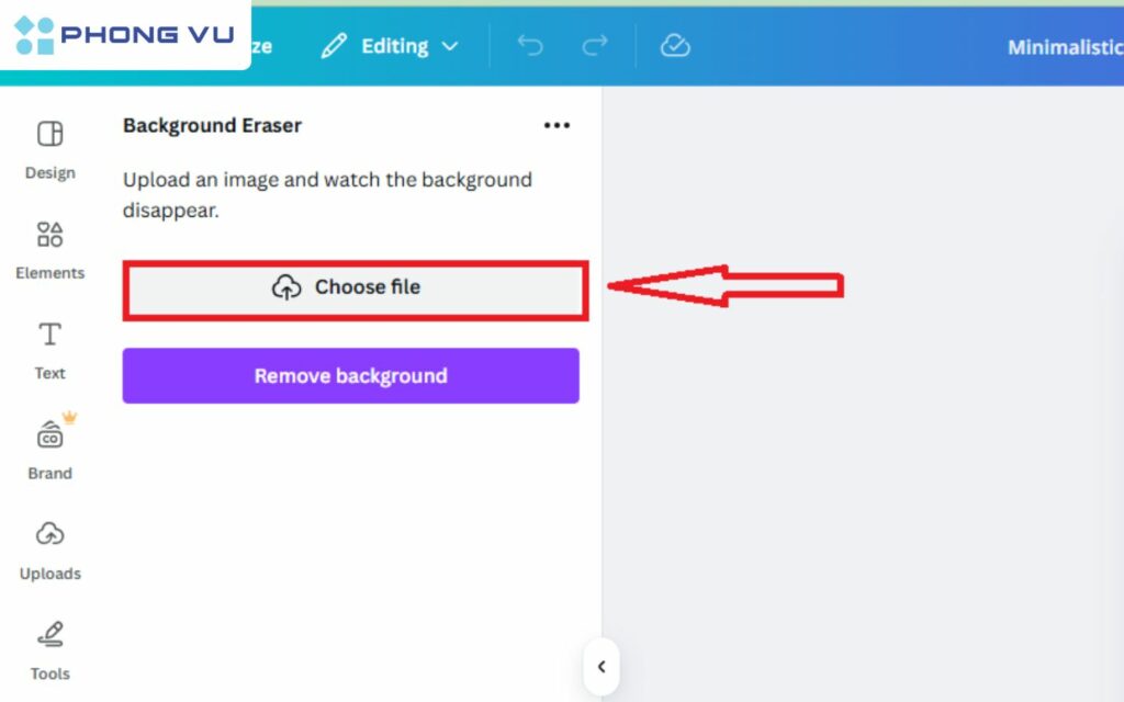 Chọn vào mục Choose file