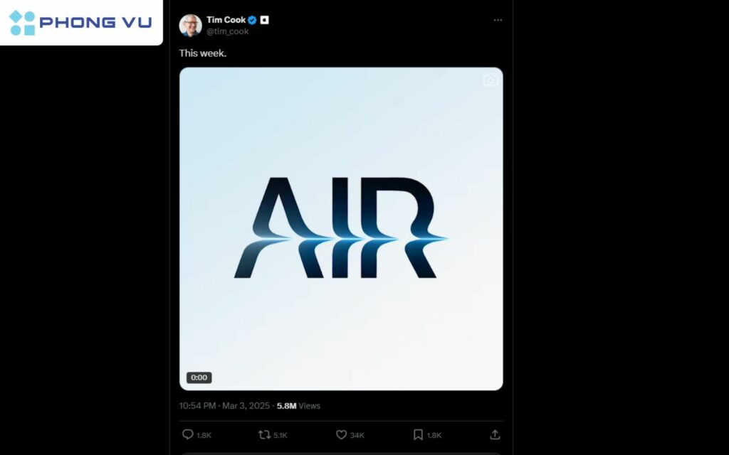 CEO Tim Cook vừa đăng dòng trạng thái "There’s Something in the Air” trên X