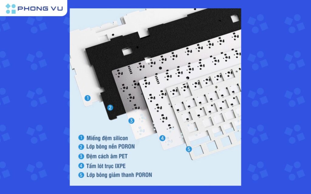 Hệ thống foam giảm âm hiệu quả với lớp silicon dày ở đáy