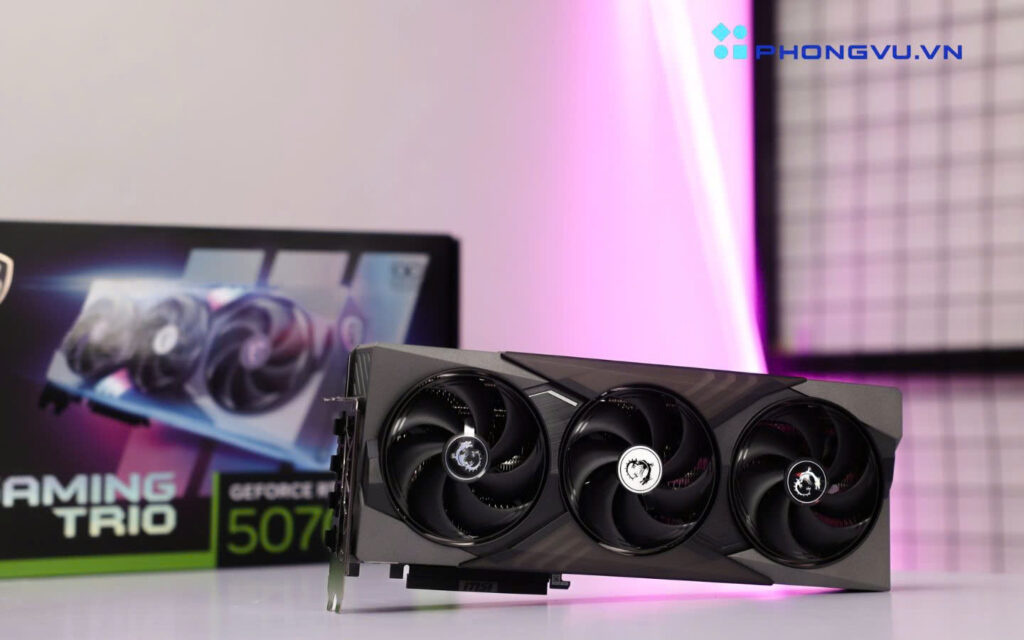 Đánh giá card đồ họa MSI RTX 5070 Ti 16G GAMING TRIO OC PLUS 4 Hệ thống quạt hỗ trợ chế độ Zero Frozr – quạt sẽ ngừng quay khi nhiệt độ GPU ở mức thấp