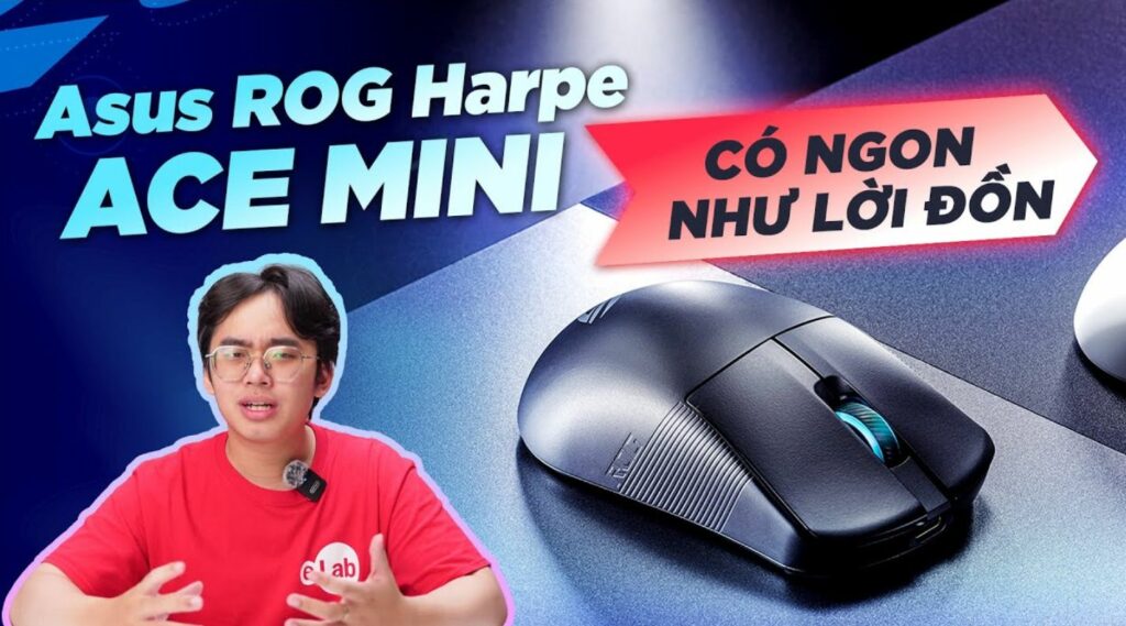 ASUS ROG Harpe Ace Mini ghi điểm với trọng lượng siêu nhẹ 49g, cảm biến ROG AimPoint Pro mạnh mẽ, switch quang học bền bỉ