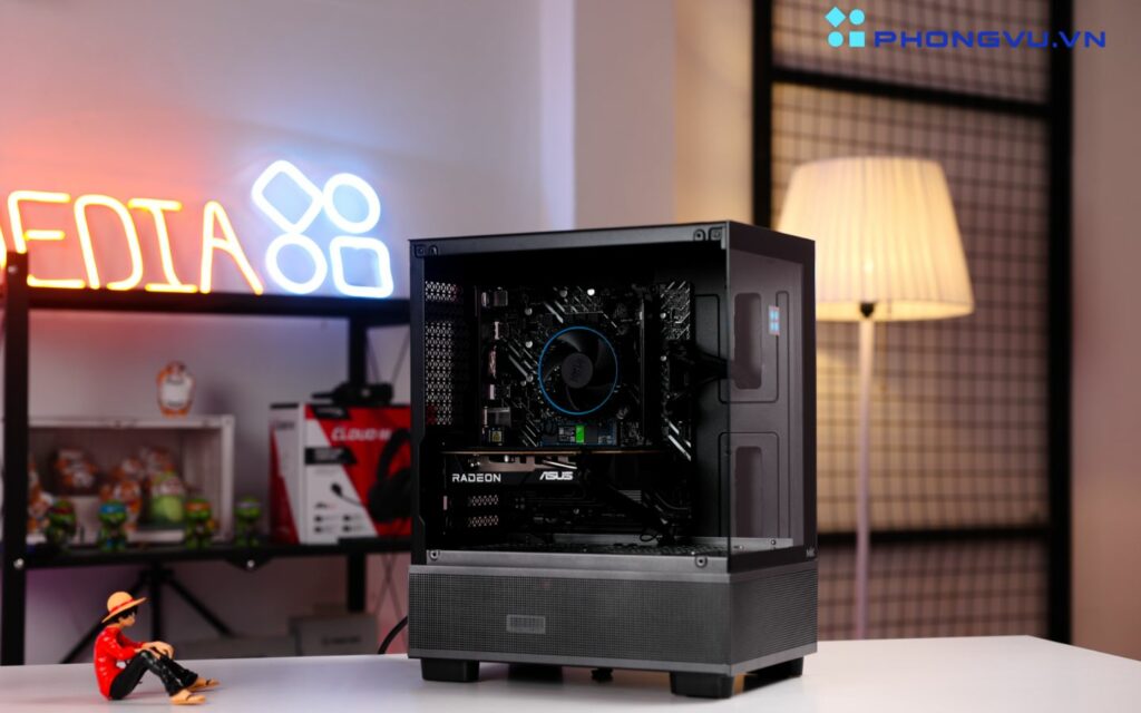 Vỏ case MIK Aether Gaming mang tông màu đen chủ đạo, phù hợp với không gian làm việc hoặc giải trí của người dùng trẻ
