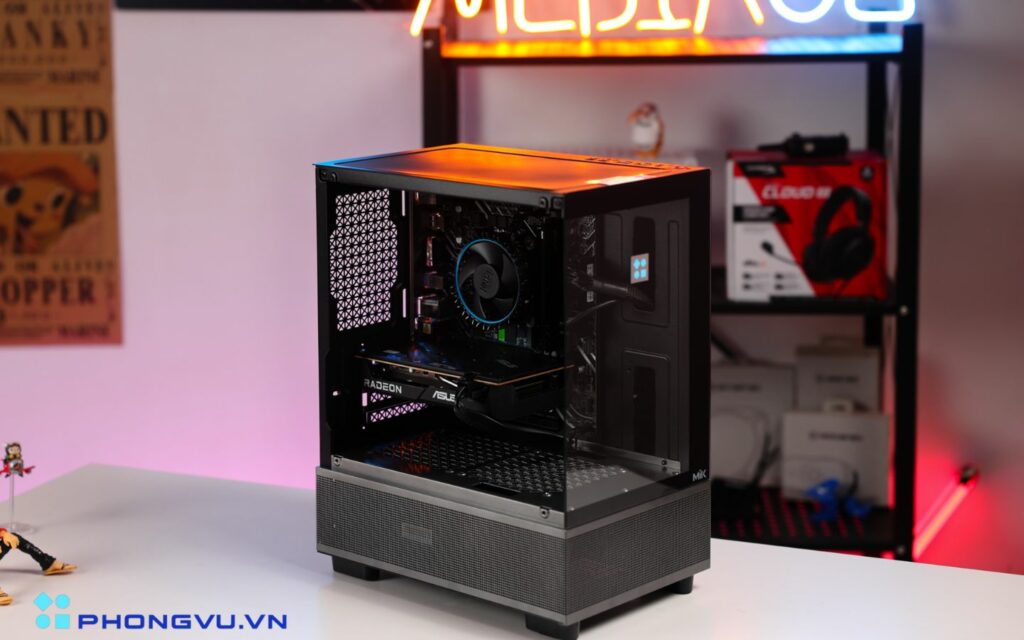Vỏ case MIK Aether Gaming có thiết kế hiện đại với mặt kính cường lực bên hông và tông màu đen chủ đạo