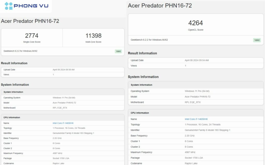  i7-14650HX có hiệu năng đơn nhân rất tốt, phù hợp cho các tác vụ như chơi game hoặc các ứng dụng yêu cầu hiệu suất lõi đơn cao