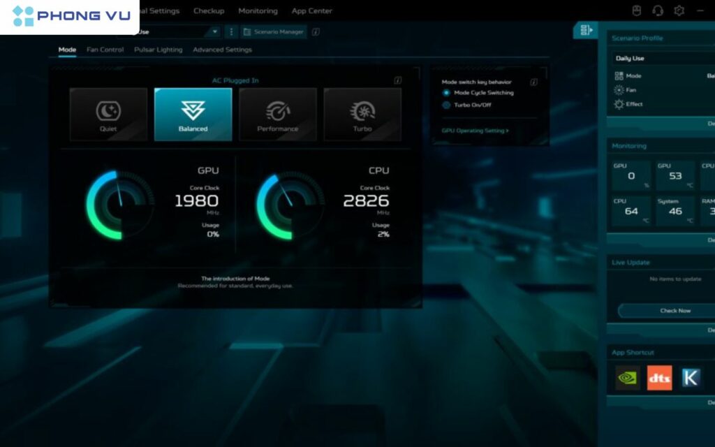 Hệ thống tản nhiệt của máy hoạt động hiệu quả, giữ nhiệt độ CPU và GPU ở mức an toàn trong các tác vụ nặng