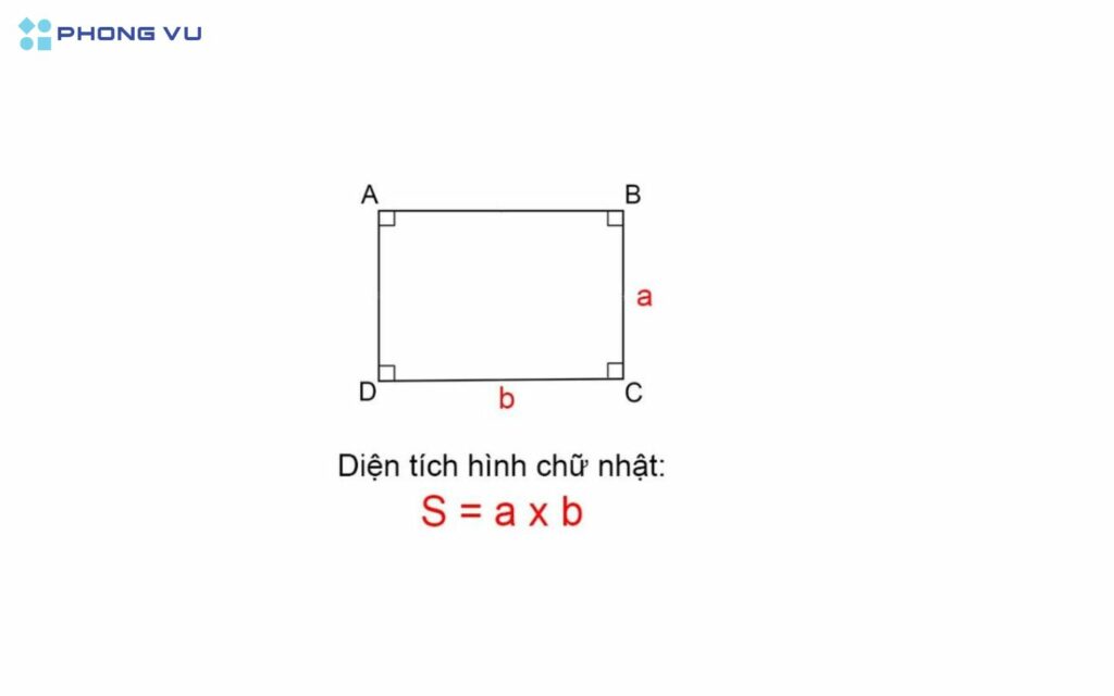 Công thức tính diện tích hình chữ nhật