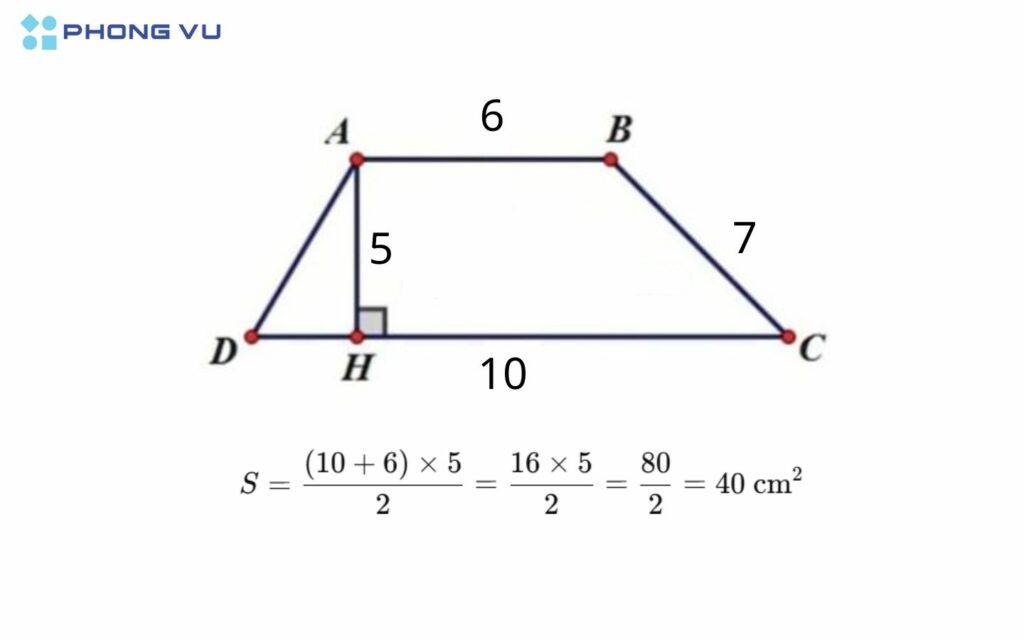 "Bỏ túi" 4 công thức tính diện tích hình thang (vuông, cân, thường) kèm bài tập chuẩn nhất 2025 6 Diện tích hình thang 4 cạnh không bằng nhau