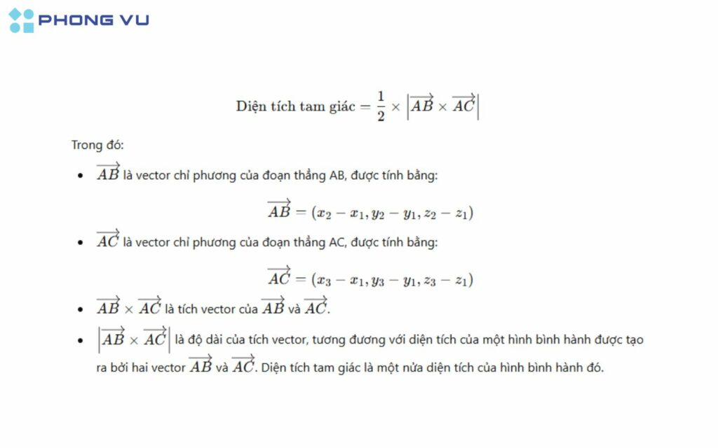 Toàn bộ công thức tính diện tích tam giác chính xác nhất 2025 10 Tính diện tích tam giác trong hệ tọa độ Oxyz.