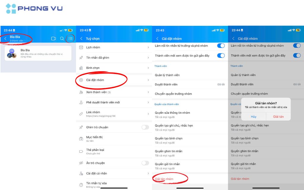 Cách giải tán nhóm Zalo trên iPhone