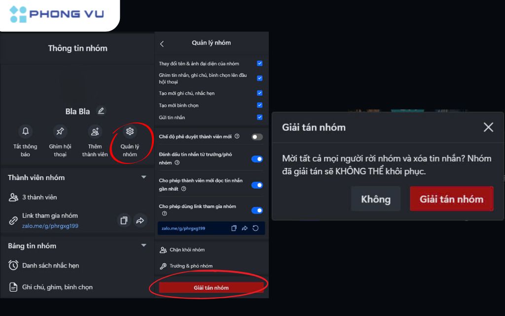 Chi tiết cách giải tán nhóm Zalo trên máy tính

