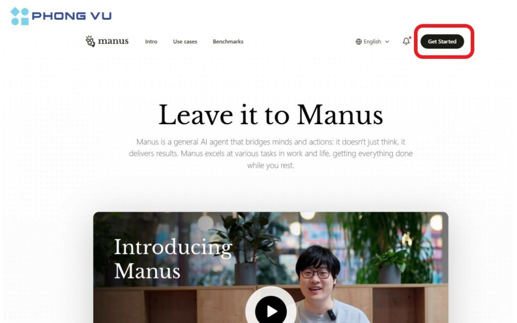 Nhấn vào nút “Get Started” 