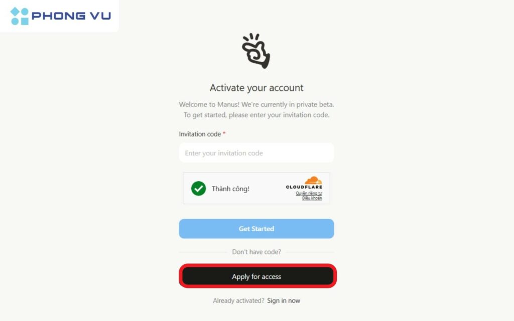 Nhấn “Apply for access”