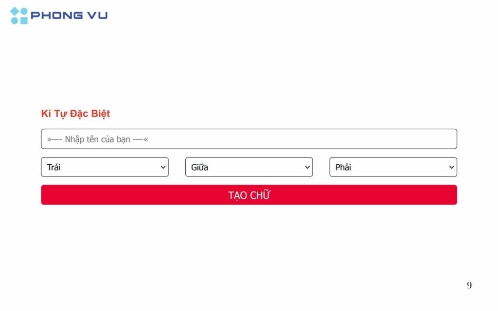 Tạo kí tự đặc biệt cho tên trên website