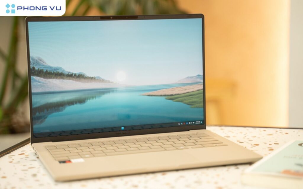 Thiết kế bản lề EasyLift™ của Zenbook A14 giúp giảm lực mở/đóng máy xuống chỉ còn 90g