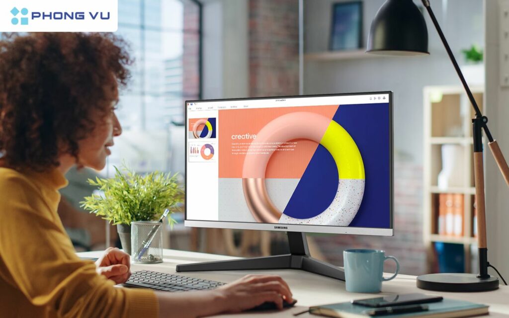 Top 5 màn hình 24 inch dưới 4 triệu cho học sinh, sinh viên 6 Samsung LS24C330GAEXXV thiết kế tối giản tuyệt đẹp