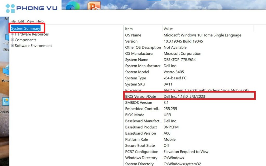 BIOS Version/Date để xem phiên bản BIOS hiện tại