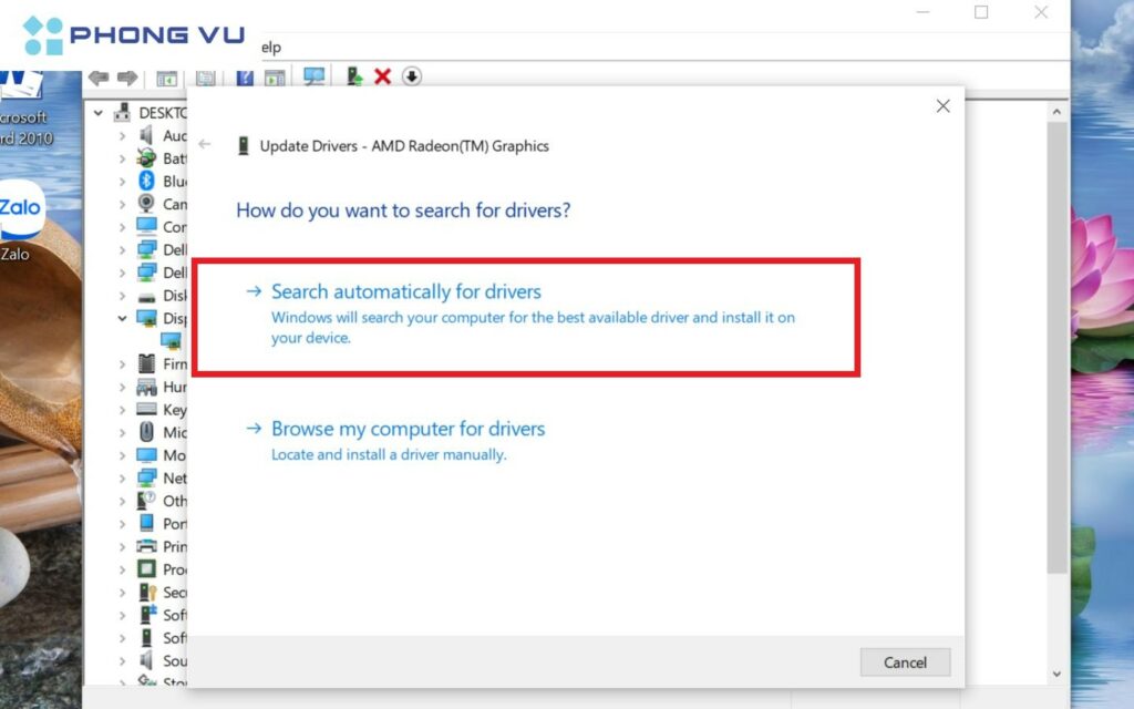 Chọn Search automatically for drivers