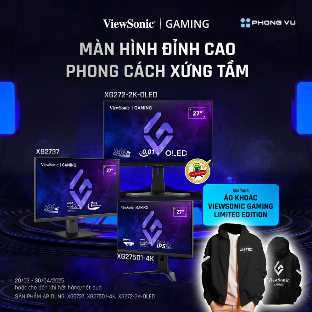 Mua màn hình gaming ViewSonic tại Phong Vũ, nhận quà tặng cực chất 1 Mua màn hình gaming ViewSonic tại Phong Vũ, nhận quà tặng cực chất